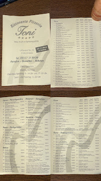 Menu / carte de Pizzeria Toni à Heideck