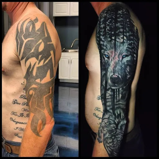 Explore forearm cross tattoo ideas, creative tattoo ideas in Buford, available at Inked Arts Tattoo Studio