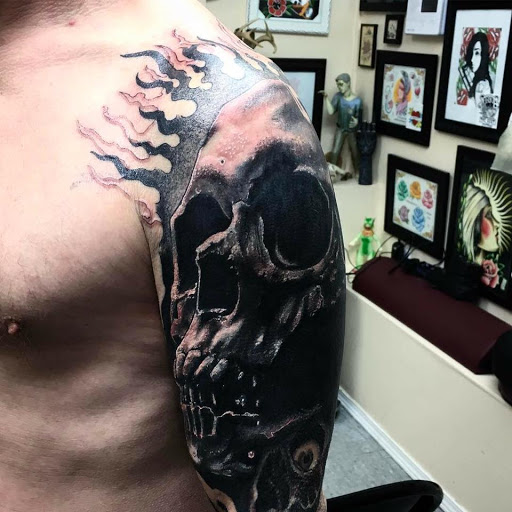 Explore virgo sign tattoo ideas, creative tattoo ideas in Anchorage, available at Ultra Violence Tattoo co.