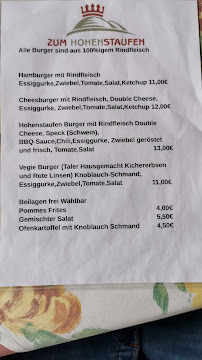 Menu / carte de Zum Hohenstaufen à Göppingen