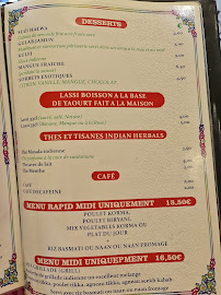 Restaurant indien Avi Ravi à Suresnes (la carte)