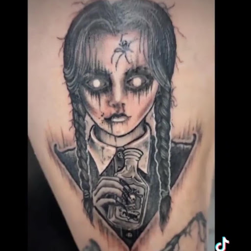 Explore disney sleeve tattoo ideas, creative tattoo ideas in Buffalo, available at True Gloom Tattoo Studio