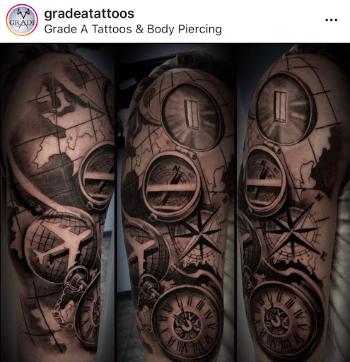 Explore hand print tattoo ideas, creative tattoo ideas in Fort Wayne, available at Grade A Tattoos and Body Piercing