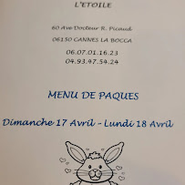 Restaurant l'Etoile à Cannes menu