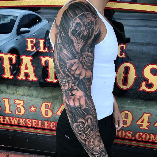 Explore his and hers tattoos ideas, creative tattoo ideas in Tampa, available at HAWKS ELECTRIC TATTOOS