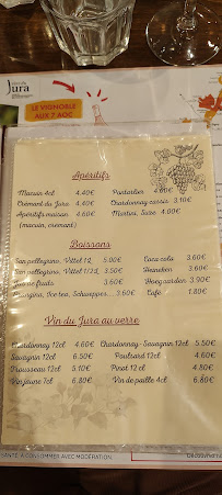 Menu du Au Petit Jurassien à Arbois