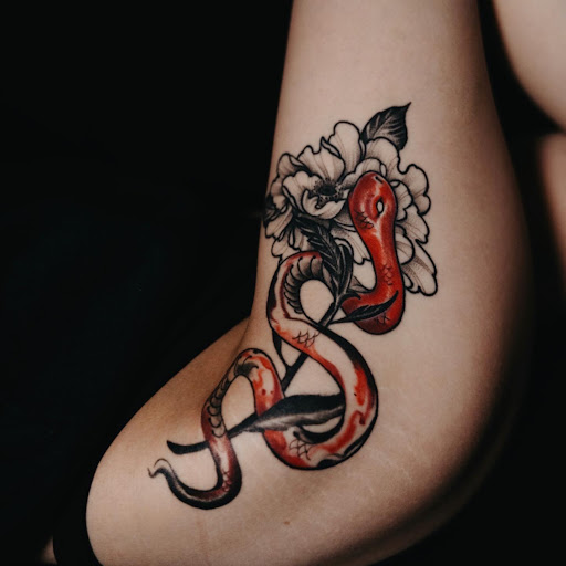 Explore geometric sleeve tattoo ideas, creative tattoo ideas in Montgomery, available at Flying Eye Tattoo Studio