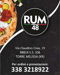 Menu / carte de Rum 48 à Torre Melissa