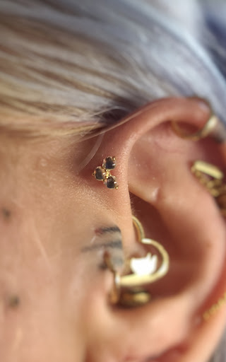 Explore tattoo ideas behind the ear tattoos, creative tattoo ideas in Toledo, available at Piercings by Caitlin presents Holier Toledo