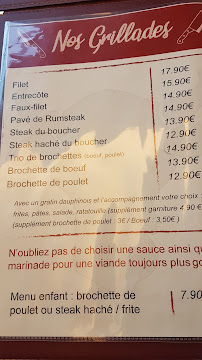 Menu / carte de La Table Du Boucher à Caluire-et-Cuire