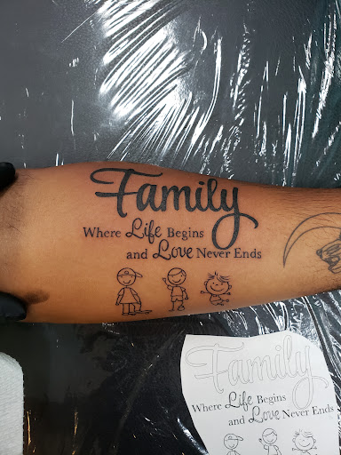 Explore last name tattoo ideas on arm, creative tattoo ideas in Cape Coral, available at Cape Coral Tattoos