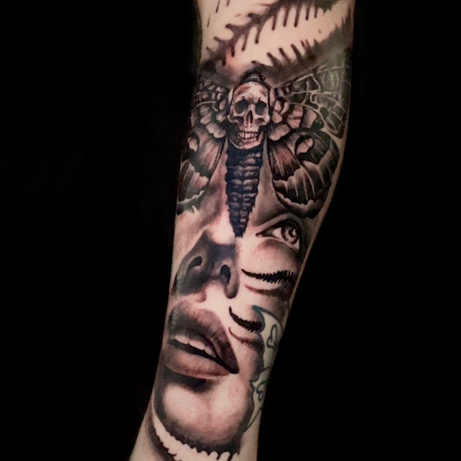 Explore inner arm cover up tattoo ideas, creative tattoo ideas in Barre, available at Rock City Tattoo