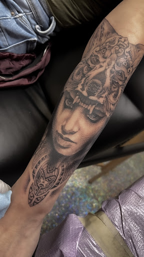 Explore mexican tattoo sleeve ideas, creative tattoo ideas in Meridian, available at Burn The Boats Tattoo