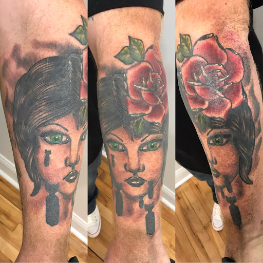 Explore inside bicep tattoo ideas, creative tattoo ideas in Kansas City, available at Golden Stag Tattoo and Gallery