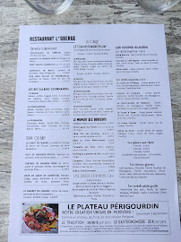 Carte du Restaurant L'Ô-Berge à Montignac-Lascaux