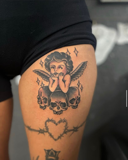 Explore chest piece tattoo ideas for women, creative tattoo ideas in San Jose, available at The Holy Scythe Tattoo