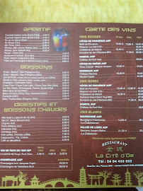 Restaurant asiatique La Cité d'Or 168 à Antibes - menu / carte