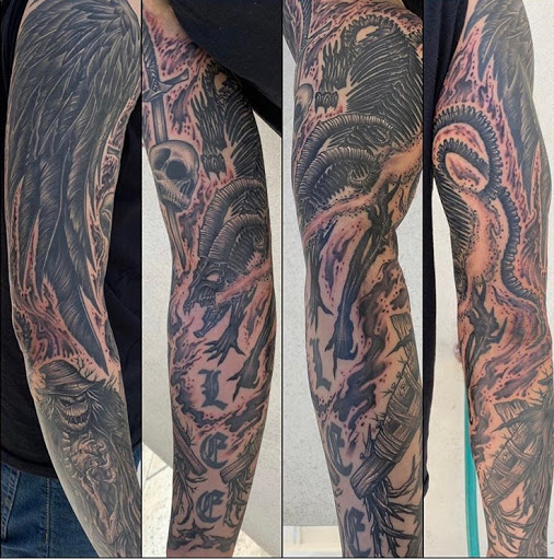 Explore good and evil tattoo ideas, creative tattoo ideas in San Diego, available at Funhouse Tattoo