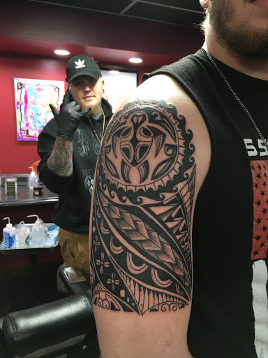 Explore polka trash tattoo ideas, creative tattoo ideas in Bridgeport, available at Breaking skin tattoo and body piercing