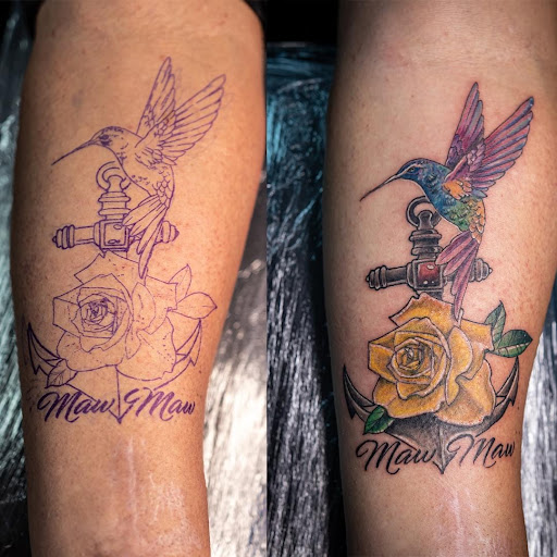 Explore halloween sleeve tattoo ideas, creative tattoo ideas in Lake Wales, available at Body Armor Tattoo & Piercings