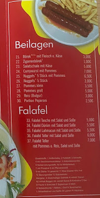 Menu du Watenbüttel Kebaphaus à Braunschweig