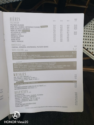 menu du restaurants Cosy à Maisons-Laffitte