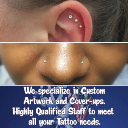 Explore half leg sleeve tattoo ideas, creative tattoo ideas in Elko, available at Custom Tattoos and Body Piercing Studio