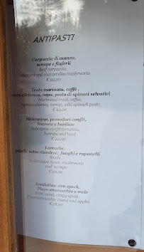 Menu du Ristorante Lago Pianozes di alberti massimo à Cortina d'Ampezzo