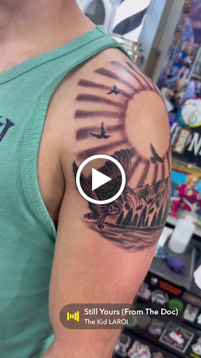 Explore mom and son tattoo ideas, creative tattoo ideas in Vincennes, available at Silver Owl Tattoo
