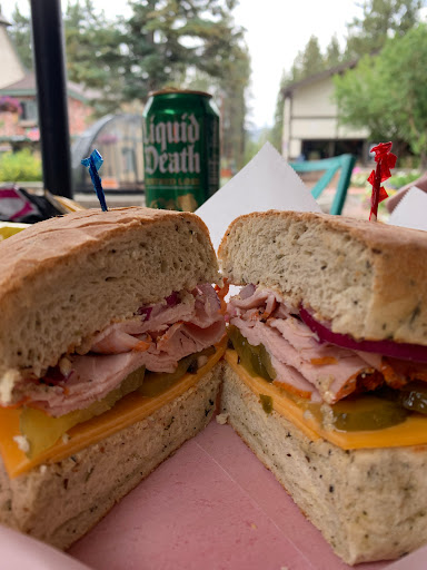 Italian herb focaccia with peppermill turkey, Vermont cheddar, deli mustard, pickles and thin sliced red onion. Perfection! 