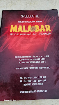 Menu du Malabar Restaurant à Brandenburg