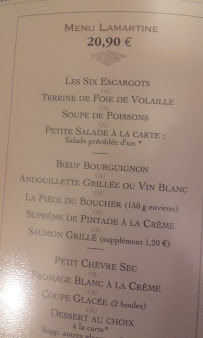 Restaurant Le Lamartine à Mâcon carte