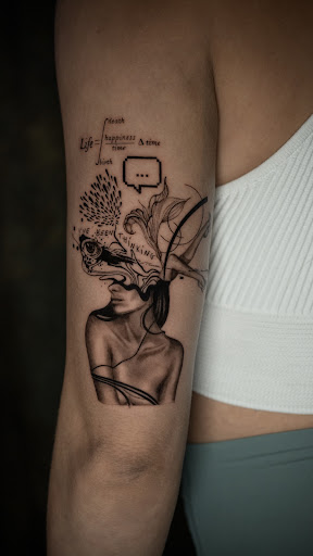 Explore simple skull tattoo ideas, creative tattoo ideas in Denver, available at Mashroom Studios