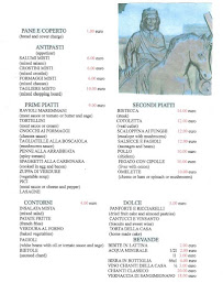 Menu du Locanda Garibaldi à Siena