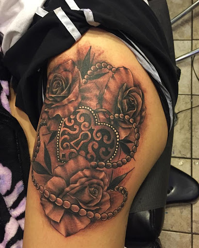 Explore cute witch tattoo ideas, creative tattoo ideas in Amarillo, available at Music Box Body Art Studio