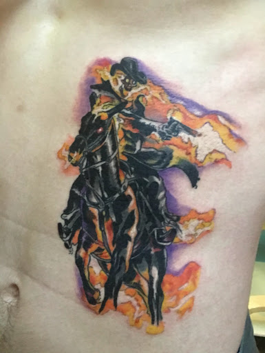 Explore mens calf tattoo ideas, creative tattoo ideas in Lander, available at Blackblood Tattoo and Piercing