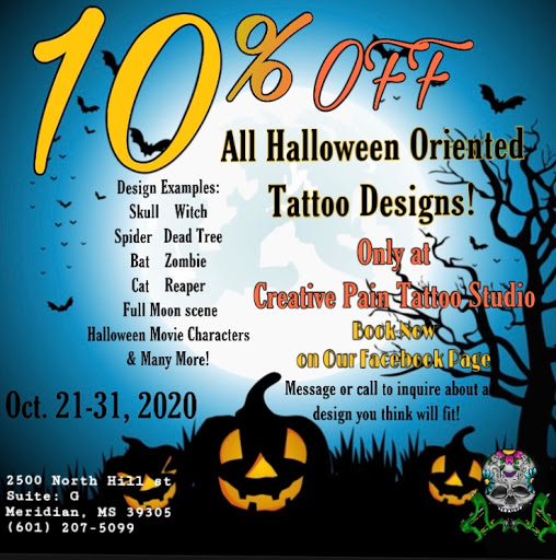 Explore 2024 tattoo ideas, creative tattoo ideas in Meridian, available at Creative Pain Tattoo Studio