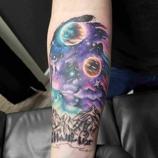 Explore leaf tattoo ideas, creative tattoo ideas in Atlanta, available at Black Cloud Tattoo and Piercing