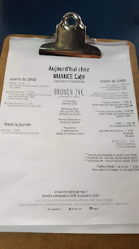 Restaurant brunch Nuance café à Paris (le menu)