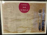 Menu / carte de Le Bar de Rome à Sospel