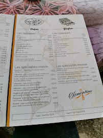 Menu / carte de Crêperie/ Glacier Clémentine à Saint-Pierre-d'Oléron