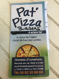 Pat'Pizza à Saint-Paul-des-Landes carte