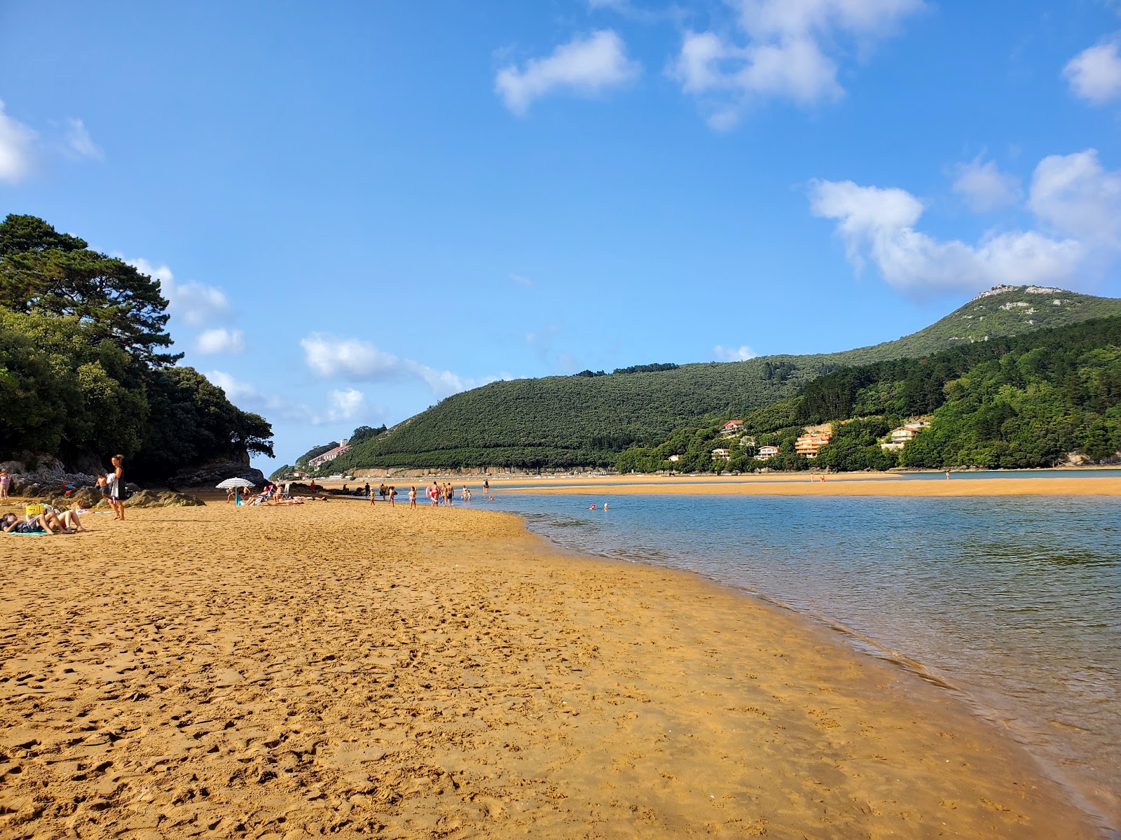 Foto di Playa San Antonio con una superficie del sabbia beige