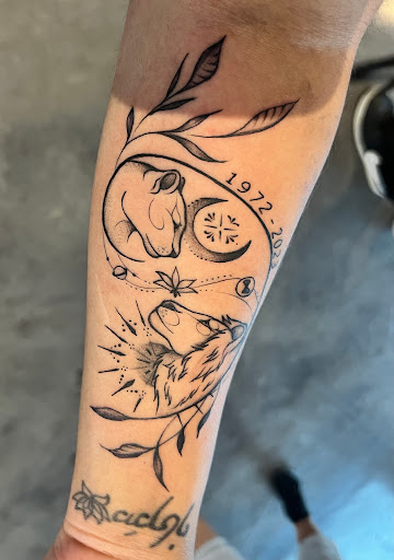 Explore party tattoo ideas, creative tattoo ideas in Montgomery, available at Flying Eye Tattoo Studio