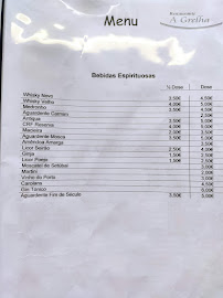 Menu / carte de A Grelha à Reguengos de Monsaraz