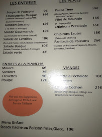 Chez Theo à Saint-Jean-de-Luz menu