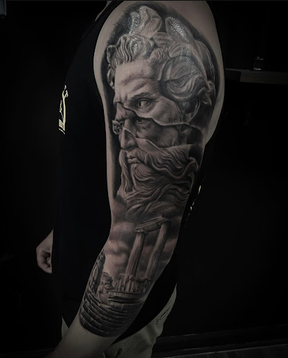 Explore fire sign tattoo ideas, creative tattoo ideas in Goose Creek, available at Red Kirin Tattoo