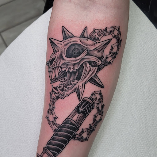 Explore australian shepherd tattoo ideas, creative tattoo ideas in Painesville, available at The Inkwell Tattoo Company
