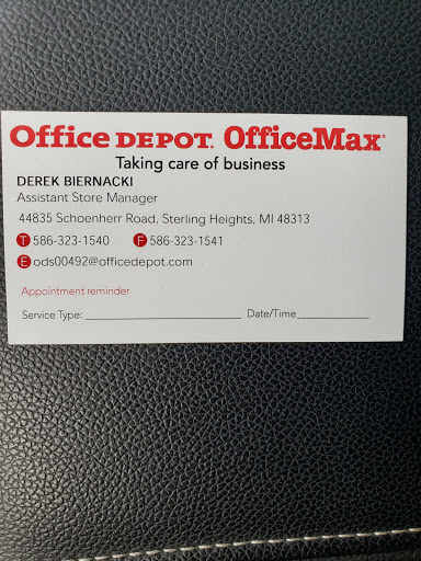 Office Supply Store «Office Depot», reviews and photos, 44835 Schoenherr Rd, Sterling Heights, MI 48313, USA
