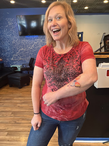 Explore wife name tattoo ideas on chest, creative tattoo ideas in Lexington, available at Bleed Blue Ink